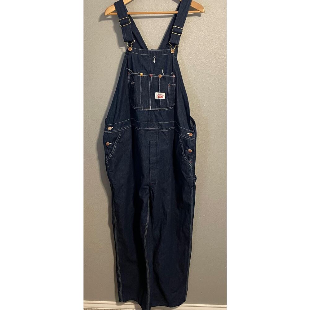 Round House Overalls Mens 48x30 Blue Denim Bib Workwear Farmers Truck Excellent